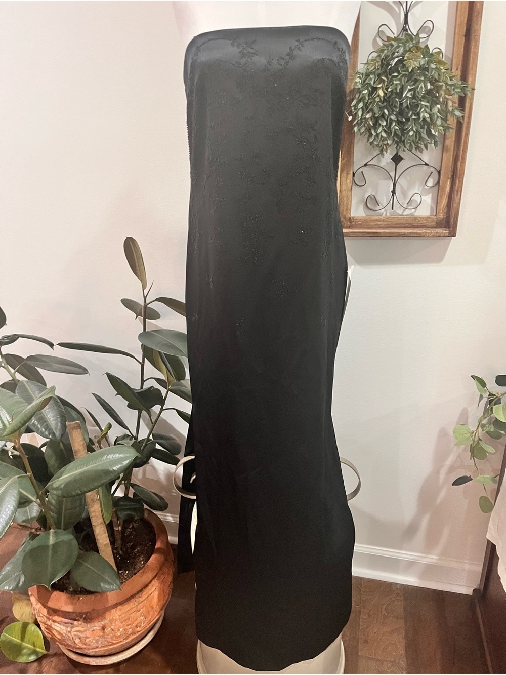 Vtg NWT Rampage Black Beaded Strapless Maxi Evening Gown Junior 11 Formal Gala